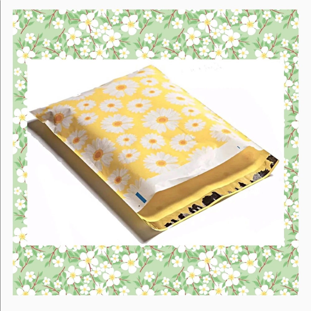 100 Daisy Print Poly Mailers – 10x13” – Boutique Shipping Supplies – NEW